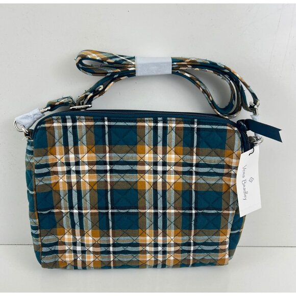 New Vera Bradley Triple Compartment Crossbody Handbag Orchard Plaid NWT - Picture 2 of 6